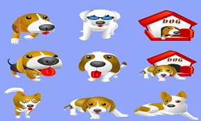 9 cartoon dog vector